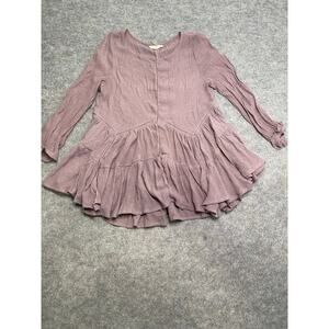 Entro Boho Peplum Tunic Top Women S Long Sleeve Mauve Ruffle Hem Flowy